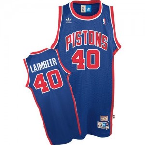 Detroit Pistons Bill Laimbeer #40 Throwback Authentic Maillot d'équipe de NBA - Bleu pour Homme