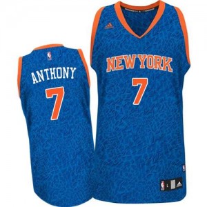 Maillot NBA Bleu Carmelo Anthony #7 New York Knicks Crazy Light Authentic Homme Adidas