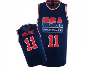 Maillots de basket Authentic Team USA NBA 2012 Olympic Retro Bleu marin - #11 Karl Malone - Homme