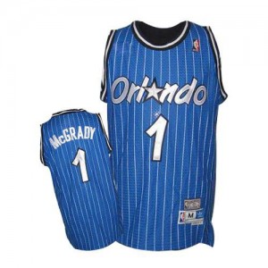Maillot NBA Bleu royal Tracy Mcgrady #1 Orlando Magic Throwback Authentic Homme Mitchell and Ness