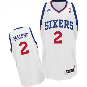 Philadelphia 76ers #2 Adidas Home Blanc Swingman Maillot d'équipe de NBA la vente - Moses Malone pour Homme