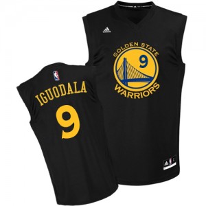 Maillot NBA Golden State Warriors #9 Andre Iguodala Noir Adidas Authentic Fashion - Homme