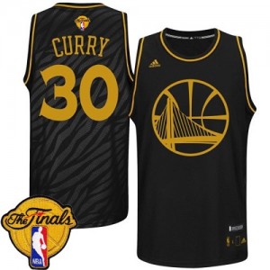 Maillot NBA Authentic Stephen Curry #30 Golden State Warriors Precious Metals Fashion 2015 The Finals Patch Noir - Homme