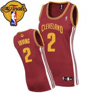Maillot Adidas Vin Rouge Road 2015 The Finals Patch Authentic Cleveland Cavaliers - Kyrie Irving #2 - Femme