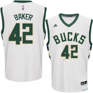 Milwaukee Bucks #42 Adidas Home Blanc Authentic Maillot d'équipe de NBA Promotions - Vin Baker pour Homme