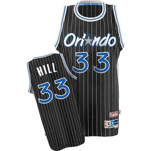 Maillot NBA Orlando Magic #33 Grant Hill Noir Adidas Authentic Throwback - Homme
