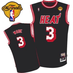 Maillot Authentic Miami Heat NBA Hardwood Classics Nights Finals Patch Noir - #3 Dwyane Wade - Homme