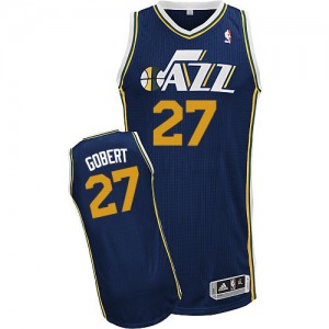 Utah Jazz Rudy Gobert #27 Road Authentic Maillot d'équipe de NBA - Bleu marin pour Homme
