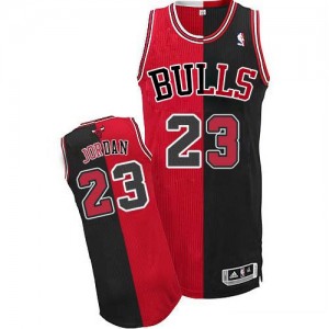 Maillot NBA Authentic Michael Jordan #23 Chicago Bulls Split Fashion Noir Rouge - Homme