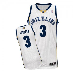 Maillot Authentic Memphis Grizzlies NBA Home Blanc - #3 Allen Iverson - Homme