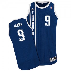Oklahoma City Thunder #9 Adidas Alternate Bleu marin Authentic Maillot d'équipe de NBA prix d'usine en ligne - Serge Ibaka pour Homme
