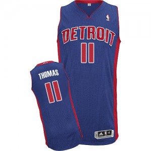 Detroit Pistons Isiah Thomas #11 Road Authentic Maillot d'équipe de NBA - Bleu royal pour Homme