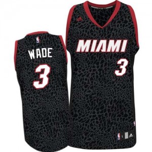Maillot Authentic Miami Heat NBA Crazy Light Noir - #3 Dwyane Wade - Homme