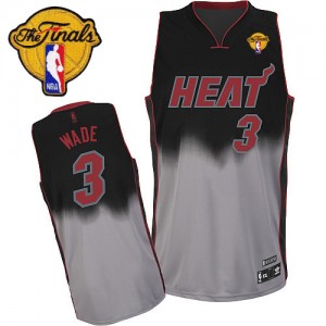 Maillot NBA Authentic Dwyane Wade #3 Miami Heat Fadeaway Fashion Finals Patch Gris noir - Homme