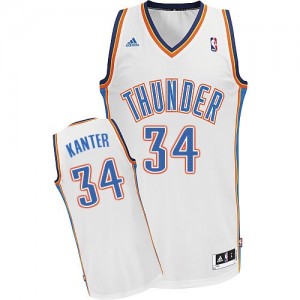 Maillot NBA Blanc Enes Kanter #34 Oklahoma City Thunder Home Swingman Homme Adidas