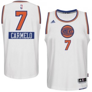 Maillot NBA Authentic Carmelo Anthony #7 New York Knicks 2014-15 Christmas Day Blanc - Homme