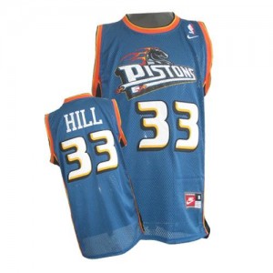 Detroit Pistons Nike Grant Hill #33 Throwback Authentic Maillot d'équipe de NBA - Bleu pour Homme