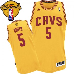 Cleveland Cavaliers J.R. Smith #5 Alternate 2015 The Finals Patch Swingman Maillot d'équipe de NBA - Or pour Homme