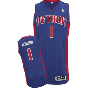 Maillot NBA Bleu royal Allen Iverson #1 Detroit Pistons Road Authentic Homme Adidas