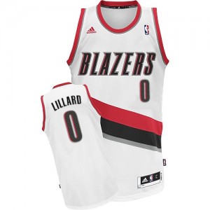 Maillot NBA Portland Trail Blazers #0 Damian Lillard Blanc Adidas Swingman Home - Femme