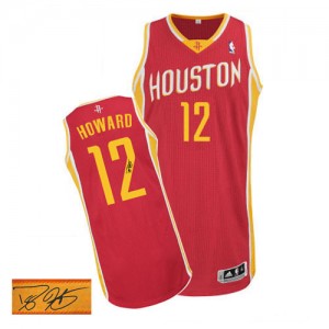 Maillot Authentic Houston Rockets NBA Alternate Autographed Rouge - #12 Dwight Howard - Homme