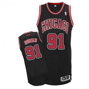 Maillot Adidas Noir Alternate Authentic Chicago Bulls - Dennis Rodman #91 - Homme