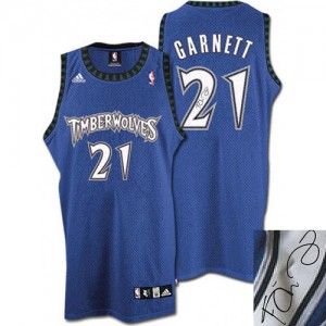 Maillot NBA Slate Blue Kevin Garnett #21 Minnesota Timberwolves Augotraphed Authentic Homme Adidas