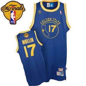 Maillot NBA Golden State Warriors #17 Chris Mullin Bleu royal Adidas Authentic Throwback 2015 The Finals Patch - Homme