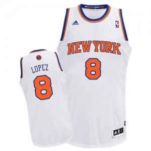 Maillot NBA Blanc Robin Lopez #8 New York Knicks Home Swingman Femme Adidas