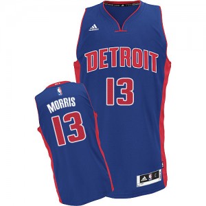 Maillot NBA Bleu royal Marcus Morris #13 Detroit Pistons Road Swingman Homme Adidas