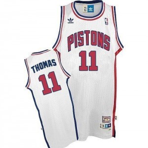 Maillot NBA Detroit Pistons #11 Isiah Thomas Blanc Adidas Authentic Throwback - Homme