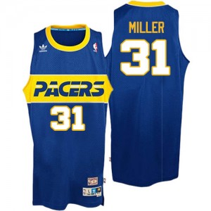 Maillot NBA Bleu Reggie Miller #31 Indiana Pacers Throwback Authentic Homme Mitchell and Ness