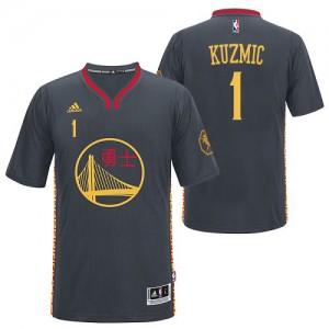 Maillot NBA Golden State Warriors #1 Ognjen Kuzmic Noir Adidas Authentic Slate Chinese New Year - Homme