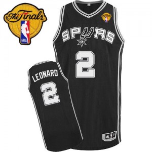 Maillot NBA Authentic Kawhi Leonard #2 San Antonio Spurs Road Finals Patch Noir - Homme