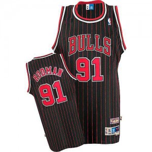 Chicago Bulls Dennis Rodman #91 Throwback Authentic Maillot d'équipe de NBA - Noir Rouge pour Homme