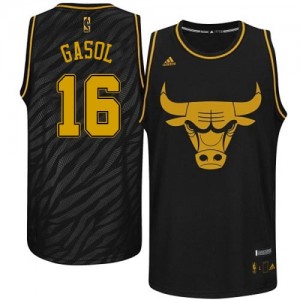 Chicago Bulls Pau Gasol #16 Precious Metals Fashion Authentic Maillot d'équipe de NBA - Noir pour Homme