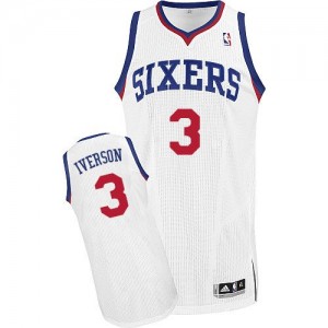 Philadelphia 76ers Allen Iverson #3 Home Authentic Maillot d'équipe de NBA - Blanc pour Enfants
