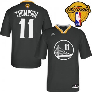 Maillot NBA Golden State Warriors #11 Klay Thompson Noir Adidas Swingman Alternate 2015 The Finals Patch - Enfants