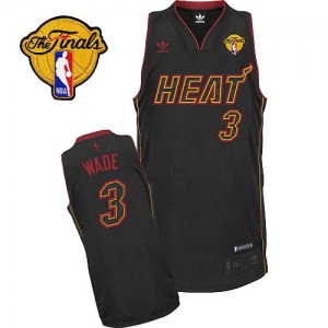 Maillot NBA Miami Heat #3 Dwyane Wade Fibre de carbone noire Adidas Swingman Fashion Finals Patch - Homme