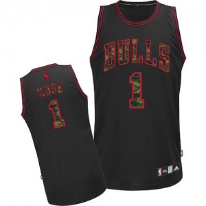Maillot Authentic Chicago Bulls NBA Fashion Camo noir - #1 Derrick Rose - Homme
