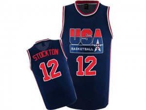 Team USA #12 Nike 2012 Olympic Retro Bleu marin Authentic Maillot d'équipe de NBA prix d'usine en ligne - John Stockton pour Homme