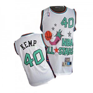 Maillot NBA Oklahoma City Thunder #40 Shawn Kemp Blanc Adidas Swingman SuperSonics 1995 All Star - Homme