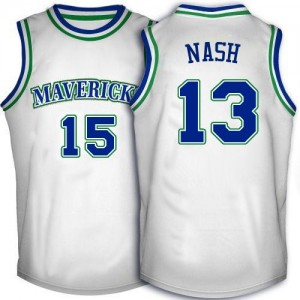 Dallas Mavericks #13 Adidas Throwback Blanc Authentic Maillot d'équipe de NBA Vente - Steve Nash pour Homme