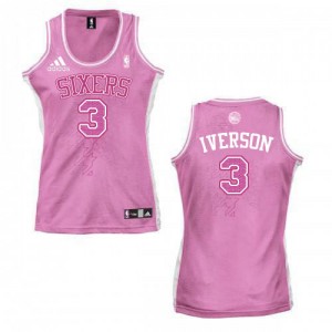 Philadelphia 76ers Allen Iverson #3 Fashion Swingman Maillot d'équipe de NBA - Rose pour Femme