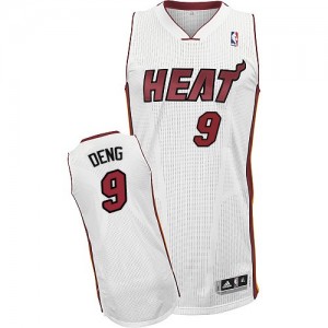 Maillot NBA Miami Heat #9 Luol Deng Blanc Adidas Authentic Home - Homme