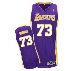 Maillot NBA Violet Dennis Rodman #73 Los Angeles Lakers Road Authentic Homme Adidas