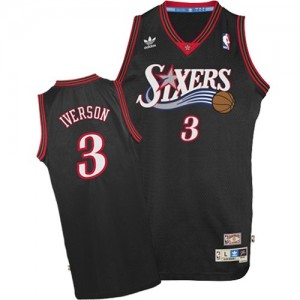 Maillot NBA Authentic Allen Iverson #3 Philadelphia 76ers 1997-2009 Throwback Noir - Homme