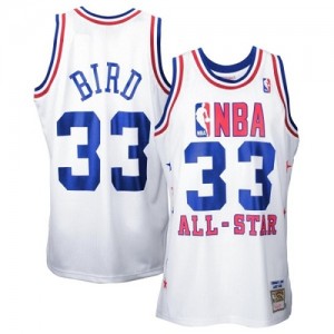 Boston Celtics Mitchell and Ness Larry Bird #33 Throwback 1990 All Star Authentic Maillot d'équipe de NBA - Blanc pour Homme