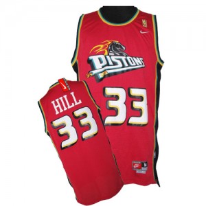 Maillot NBA Rouge Grant Hill #33 Detroit Pistons Throwback Authentic Homme Nike