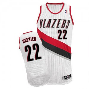 Maillot Adidas Blanc Home Authentic Portland Trail Blazers - Clyde Drexler #22 - Homme